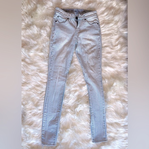 Articles of Society Blue and White Striped Skinny Jeans - Picture 1 of 8